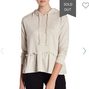 NWT Bobeau Peplum Ruffle Hoodie